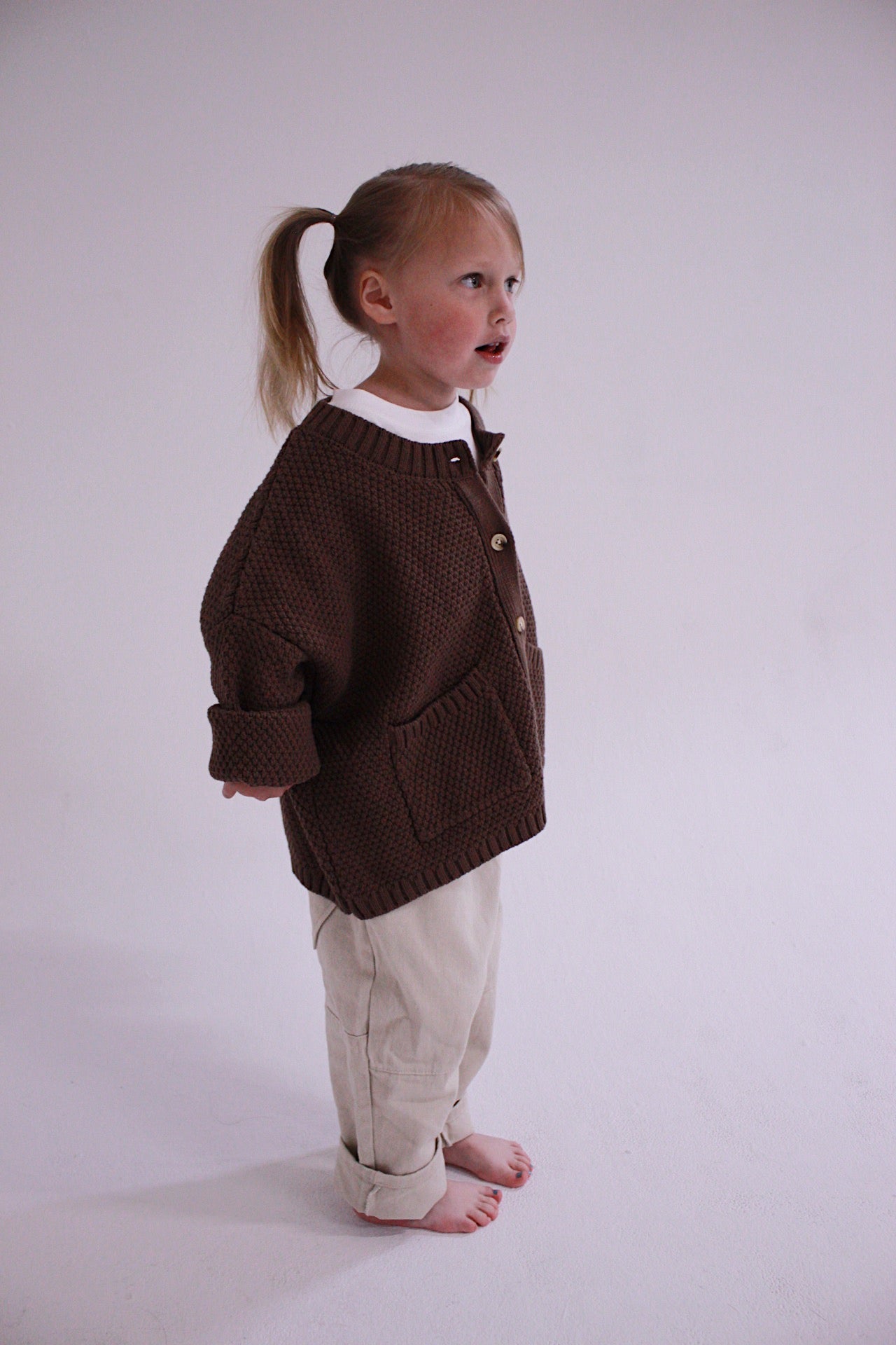 Knit Cardigan- BROWN