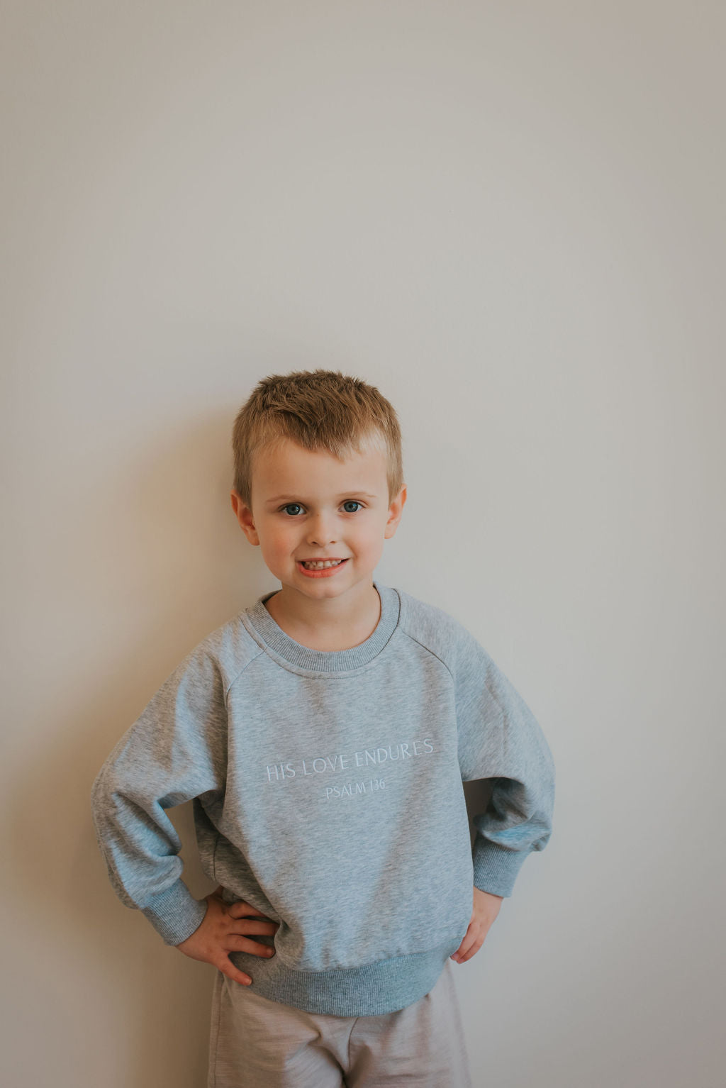 "His Love Endures" Embroidered Crewneck