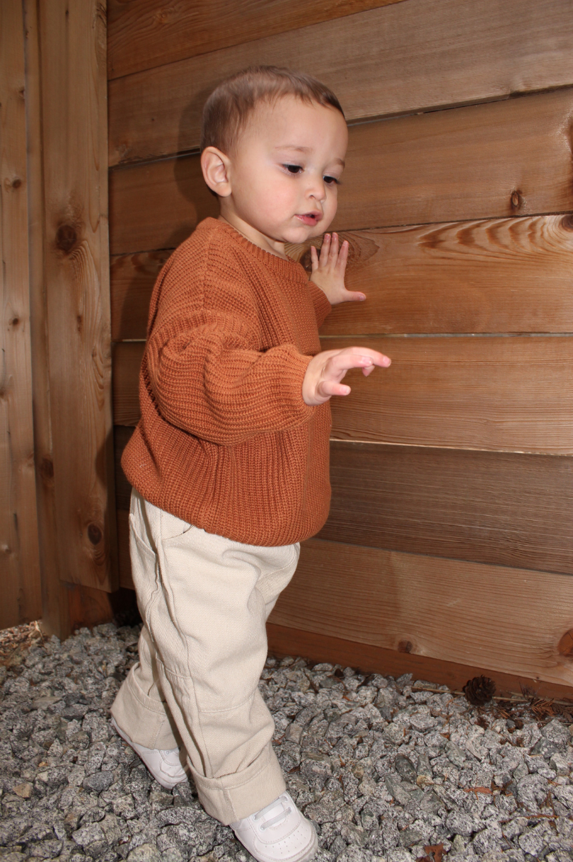 Organic cotton Knit Sweater- RUST