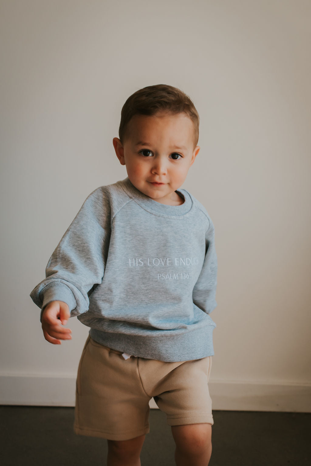 "His Love Endures" Embroidered Crewneck