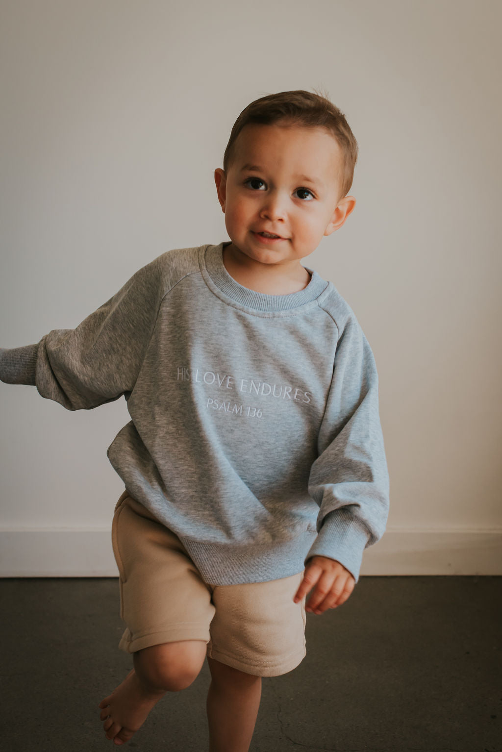 "His Love Endures" Embroidered Crewneck