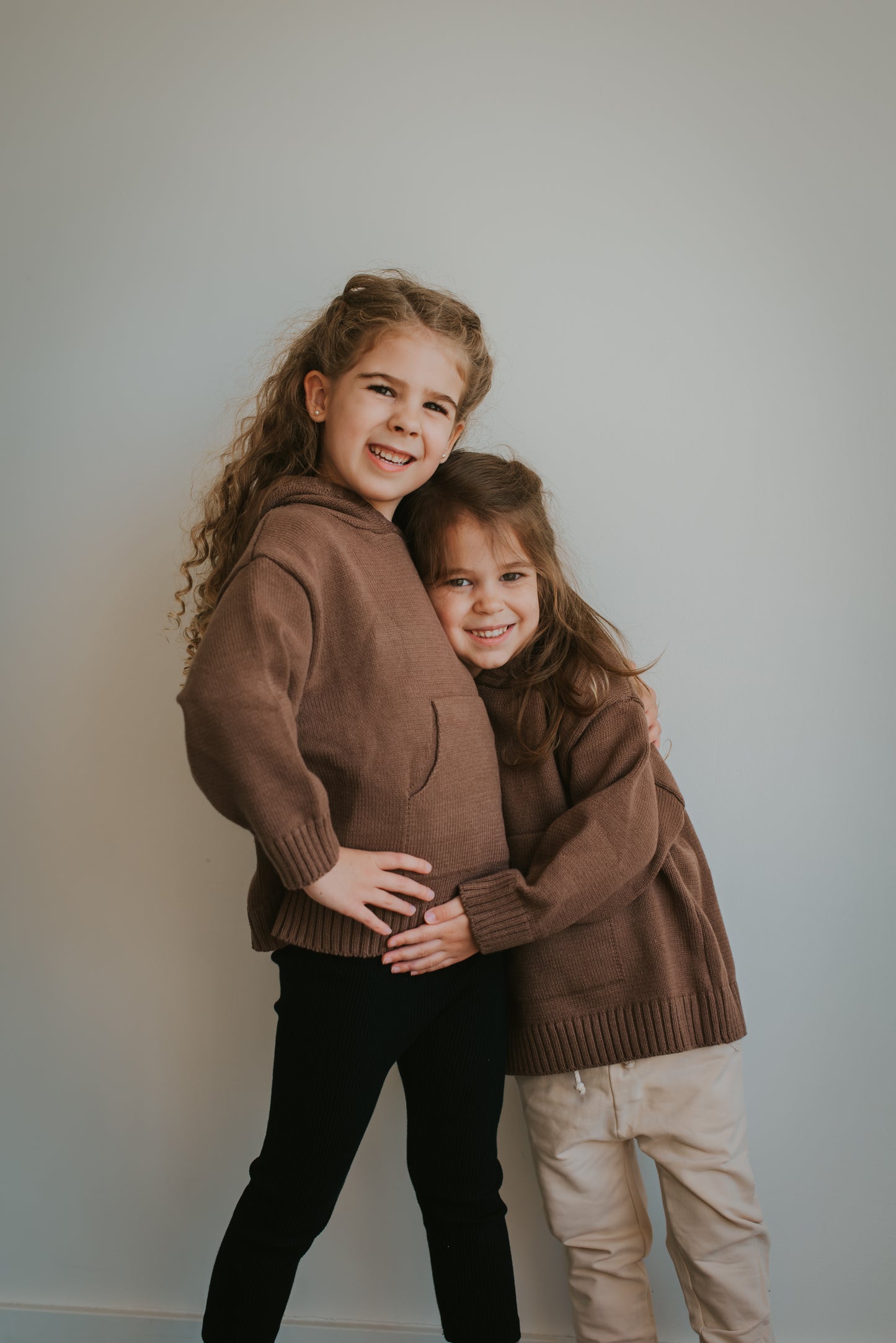 Knit Hooded Pullover Sweater- BROWN