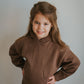 Knit Hooded Pullover Sweater- BROWN