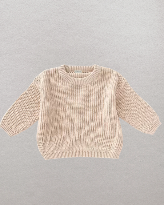 Organic Cotton Knit Sweater- CREAM