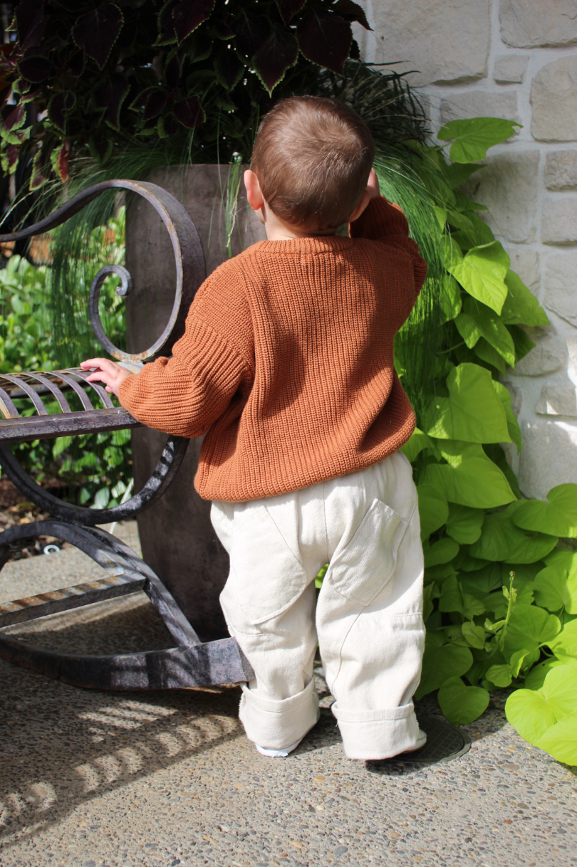 Loose Kids Pants- BEIGE